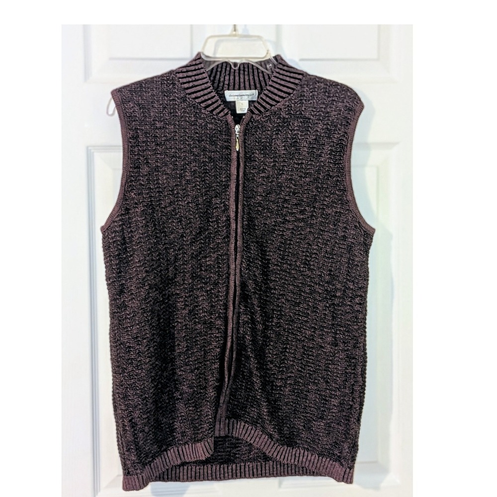 Christopher & Banks Sweater Vest Womens Large Knit Sleeveless Full Zip NWOT